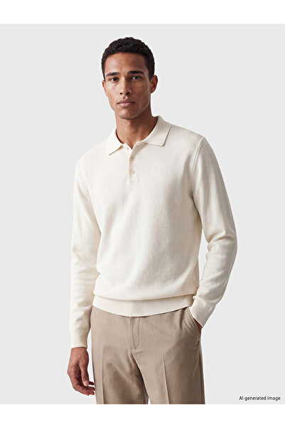 LC Waikiki Vizyon New Season Beige Polo Collar Men's Knitwear Sweater