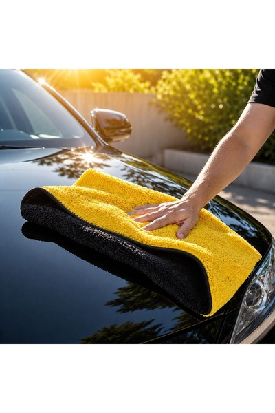 OEM Prosop auto din microfibră 90x60cm Galben Negru