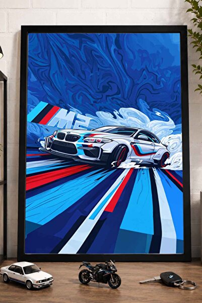 dudekohome BMW M2 Drift Çerçeveli Tablo Renkli Spor Otomobil Posteri DDK1053