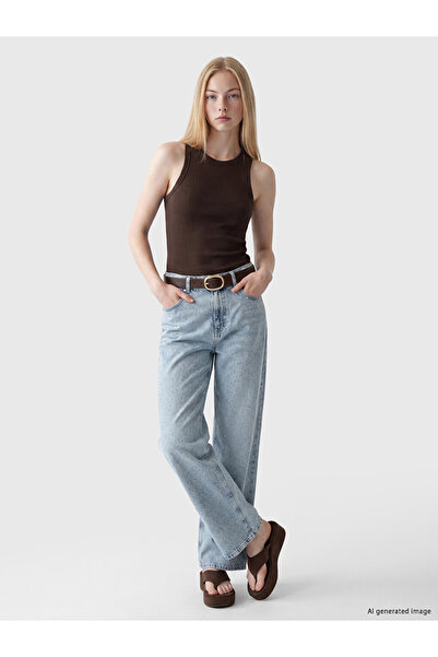 LC Waikiki Özmarka New Season Blue Stone Wideleg Women's Jean Trousers