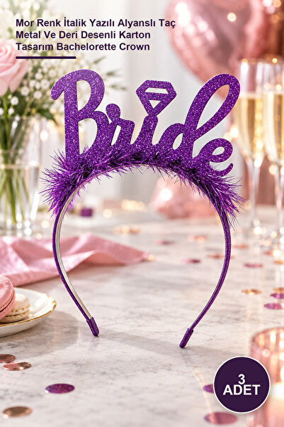 Yenilig 3 Τιάρες για Νύφες Bachelorette – Μωβ, Πλάγια Γράμματα, Τιάρα Βέρας, ...