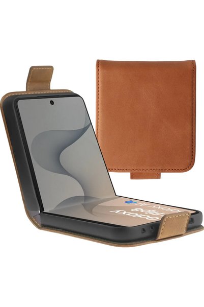 ROSSO Θήκη Samsung Galaxy Z Flip8 Deluxe Δερμάτινο Πορτοφόλι - Brown