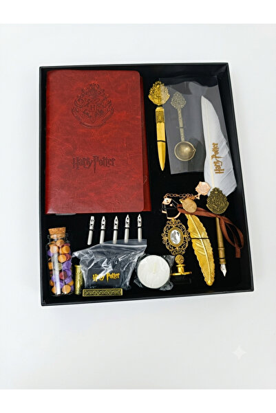 Mutluanlar Hediyelik Lüks Harry Potter Hediye Seti, Hogwarts Deri Defteri, Mü...