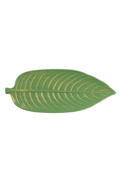 OEM Suport verde din lemn periat pentru potpourri cu frunze, cu detalii aurii...