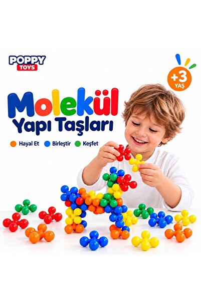 POPPYTOYS Kar Tanesi Eğitici Yaratıcı Molekül Stem Eğitimi Uyumlu 5 Renk 120 ...