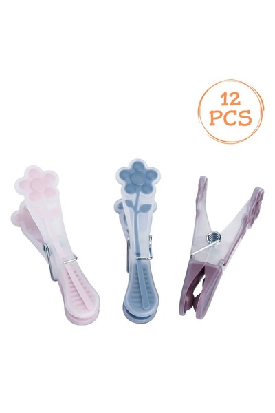 OEM Cleștișori de rufe din plastic în formă de floare - Pachet de 12, 8 cm