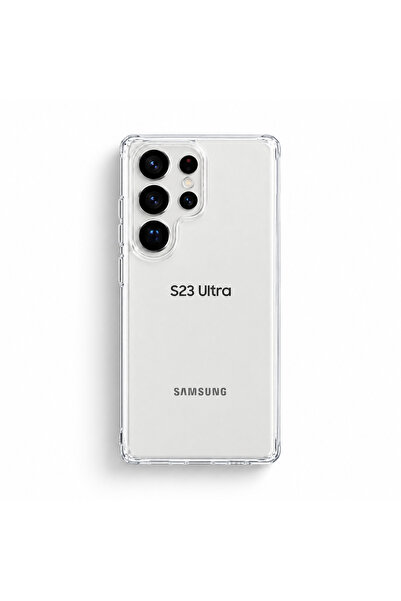 Samsung Galaxy S23 Ultra Şeffaf Kamera Korumalı Darbe Emici TPU Silikon Telefon Kılıfı