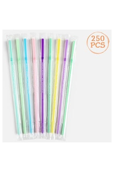 OEM Reusable Flexible Plastic Straws Multicolored Individually Wrapped 5x230m...