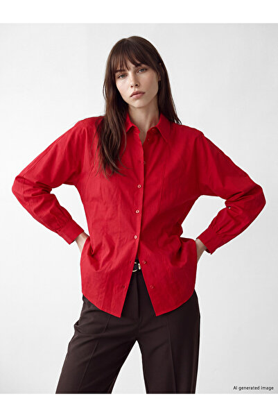 LC Waikiki Özmarka New Season Red Drawstring Women's Shirt