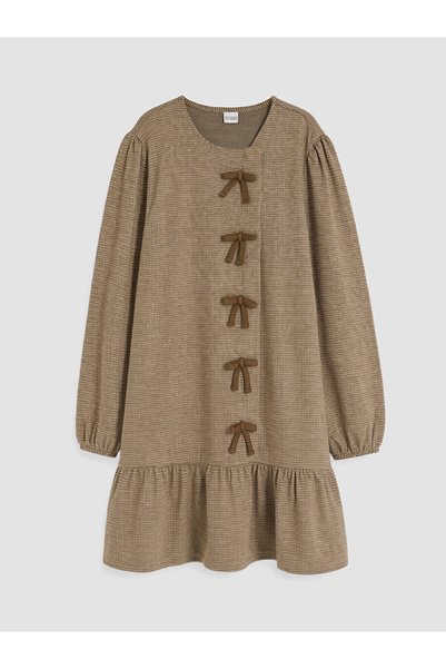 LC Waikiki فستان ALITA CITY Farkıyla LCW Limitless Brown سهل الارتداء للفتيات