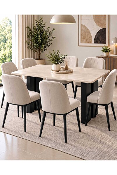 TrentonGCC طاولة طعام عصرية 160×90×77 سم - طاولة طعام مستطيلة واسعة تتسع لـ 6...