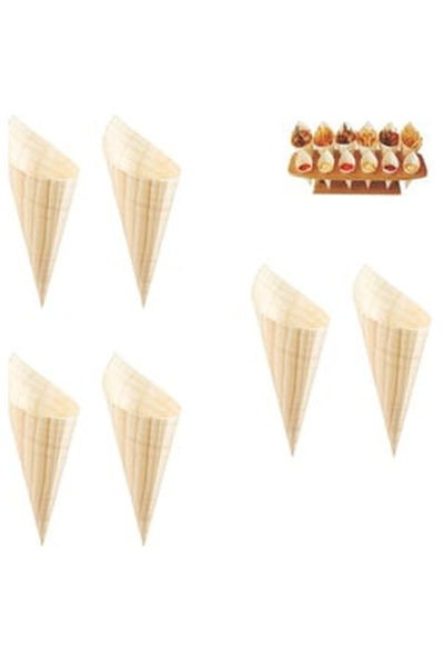 OEM Set of Wooden Cones for Appetizers 18cm - 6pcs