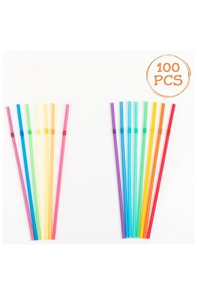 OEM Reusable Flexible Colored Plastic Straws Individually Wrapped 5x220mm - 1...