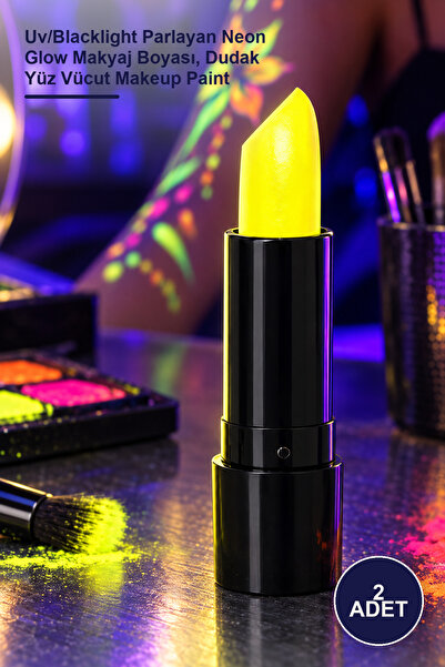 Yenilig 2 Pieces Uv Neon Yellow Lipstick – Uv/Blacklight Glowing Neon Glow Ma...