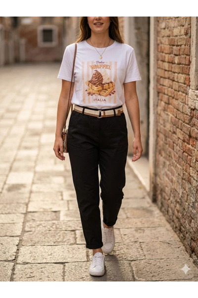 Glamorous Style Γυναικείο Παντελόνι με Λάστιχο και Ζώνη