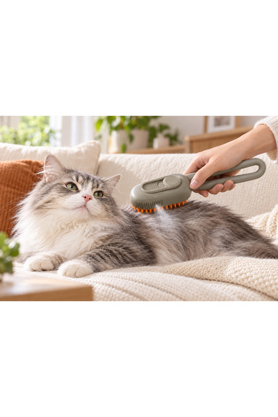 USB Şarjlı Su Hazneli Buharlı Kedi Köpek Tarağı 19x6 cm, Yumuşak Silikon Uçlu Katlanabilir Tüy Toplayıcı Masaj Fırçası, Uzun ve Kısa Tüylü Evcil Hayvanlar İçin Kolay Temizlenen Pratik Tüy Bakım Tarağı