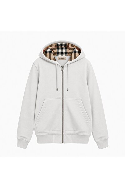 Gofeel Plaid Hooded Zippered Oversize Cardigan Hoodie