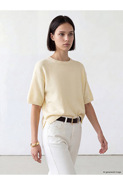 LC Waikiki Vizyon New Season Ecru Crew Neck Women's Knitwear Sweater