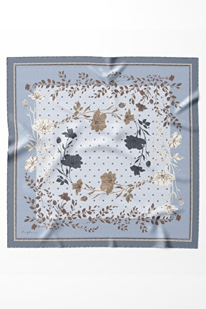 Tuğba Asude %100 Twill İpek Eşarp - Gök Mavi