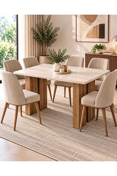TrentonGCC Modern Dining Table 160x90x77 cm – Spacious Rectangular Dining Tab...