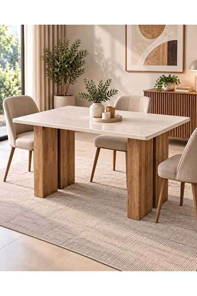 TrentonGCC طاولة طعام عصرية 160×90×77 سم - طاولة طعام مستطيلة واسعة تتسع لـ 6 أشخاص