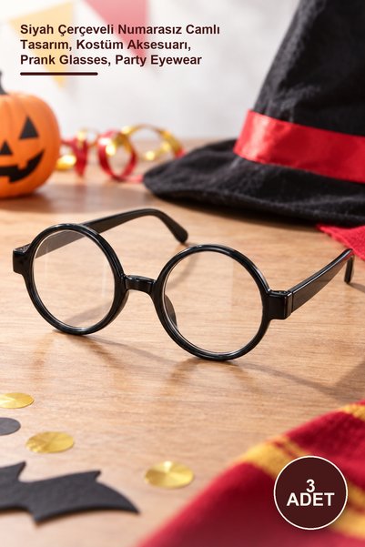 Yenilig 3 Pieces Student Prank Glasses – Black Framed Design with Non-Prescri...