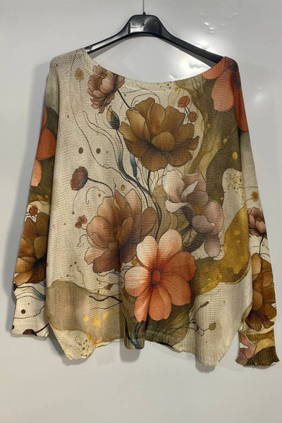 AYASOFYA OTANTIK Women's Italian Multi-Colored Patterned Printed Long Sleeve ...