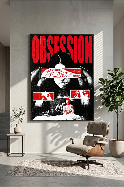 postercraft Αφίσα ζωγραφικής σε ξύλο σε κόκκινο και λευκό χρώμα Obsession (χω...