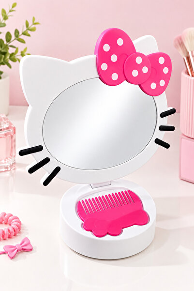 TÜTSÜ SEPETİ Pembe Hello kitty masa aynası makyaj aynası ayna