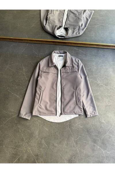Hazhers Men's Shirt Collar Zippered Casual Jacket with Pockets Regular Fit Se...