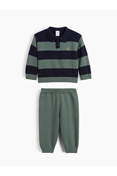 GAP Bebek Lacivert Bebek Çizgili Polo Kazak Outfit Set
