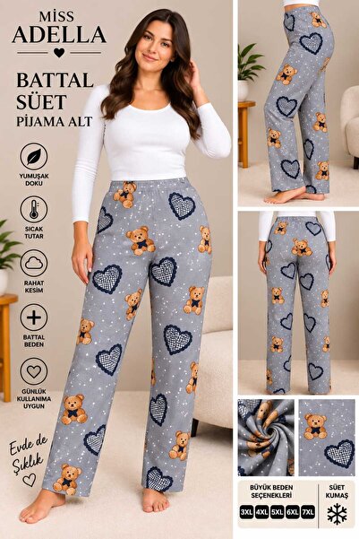 MiŞa adella Women's Oversized Winter Pajamas Soft Stretchy Fabric Suede Pajamas