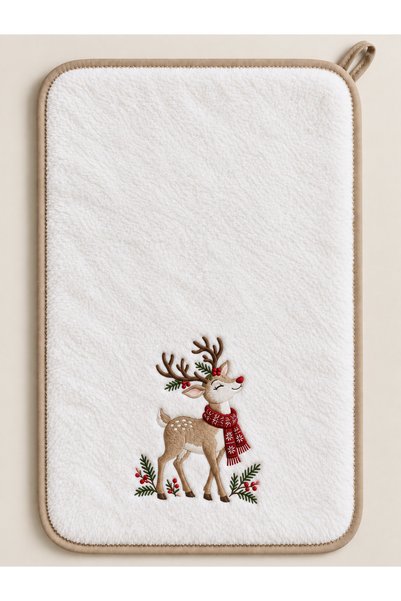 ZİLCA HOME 3-Piece 40X60 cm Christmas Themed - Soft Textured Towel with Ribbed Edges