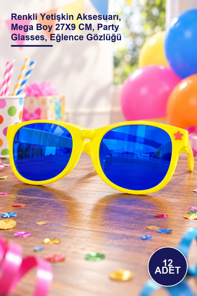 Yenilig 12 Pieces of Large Party Glasses – Colorful Adult Accessory, Mega Siz...