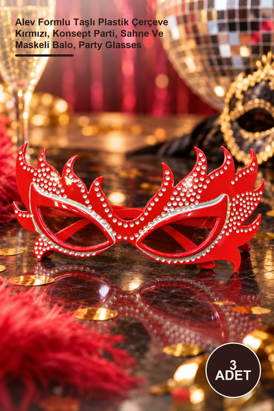 Yenilig 3 Pieces of Star of the Night Party Glasses – Plastic Frame with Flam...
