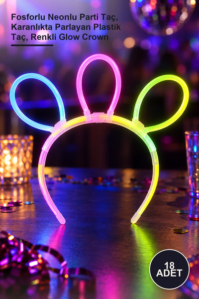 Yenilig 18 Pieces Glow Crown – Phosphorescent Neon Party Crown, Glow-In-The-D...