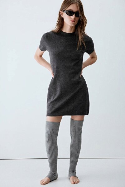 COTENCONCEPT Fingerless, Thick Ribbed, Over-The-Knee Leggings with Cotton Con...