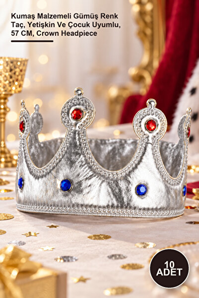 Yenilig 10 Pieces King Crown – Silver Color Crown with Fabric Material, Suita...