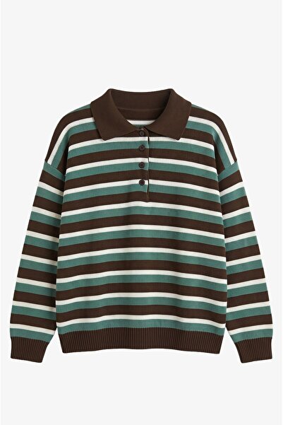 Havoş Brauner gestreifter Willow-Pullover