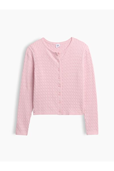 GAP Kız Çocuk Pembe Cable Örgü Hırka