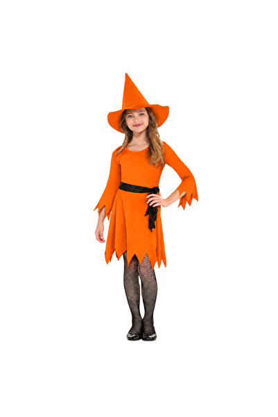 KOSTÜMCE Halloween Witch Costume Orange Child