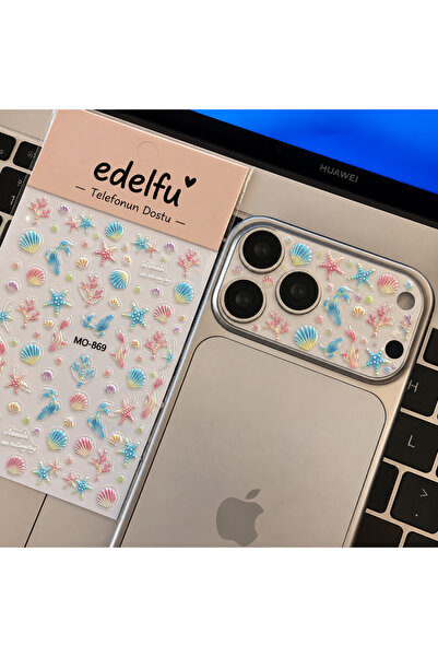 EDELFU Telefon Kamera Stickerı Kabartmalı Minik Yapışkanlı Sticker (5D) (1 Mi...