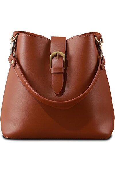 SUNLIGHT WEDDING Town Bucket Vegan Leather Bag For Women Hobo Retro Faux Casu...