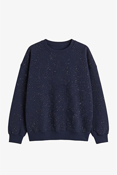 Havoş Navy Blue Glitter Sweatshirt