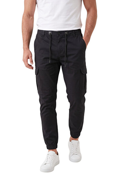 DeepSEA Muške uske lycra crne kargo jogger pantalone sa džepovima – elastična...