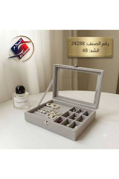 Generic Brand Velvet Jewelry Box and Organizer with Transparent Lid and Metal...