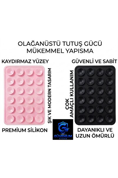 güvenium store Silikon Vakumlu Yapışkanlı Kaymaz Telefon Tutucu Vantuz