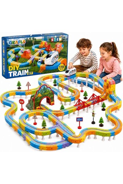 GRAFLO 178PCS Magnetic Train Building Blocks Set – STEM Educational Magnetic ...