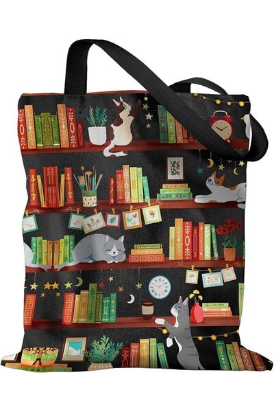 Miss Adola Aesthetic Canvas Tote Bag with Pattern for Women, Sturdy Cloth Cot...