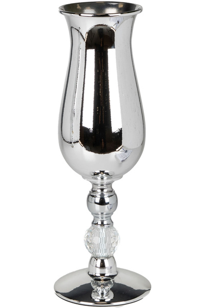 Herdekora Vază decorativă din metal, în formă de pahar, cu pietre de cristal ...